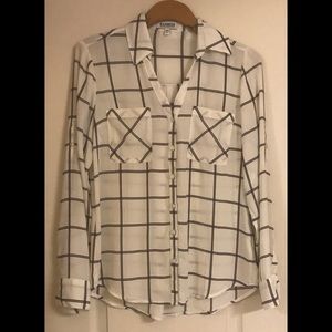 Express Portofino Long Sleeve Window Pane Shirt